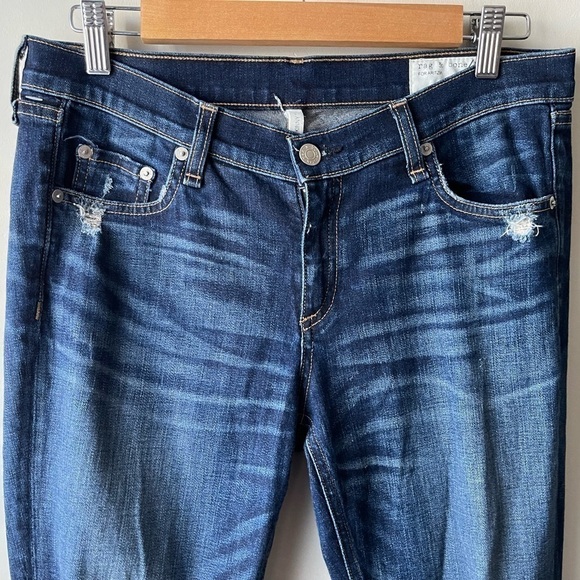 RAG & Bone mid rise blue skinny distressed jeans size 26 - Picture 3 of 11
